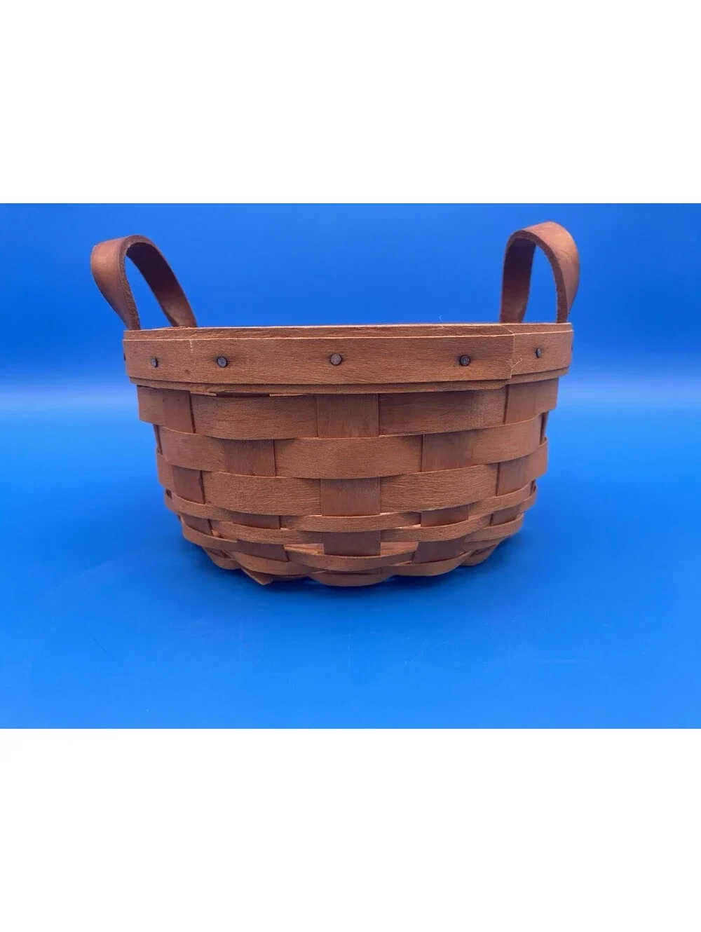 Longaberger Small Handwoven Basket w/ Leather Handles & Liner - 1997 - 7
